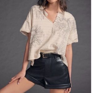 Anthropologie Pilcro Split-Neck Tee Size XS Extra Small